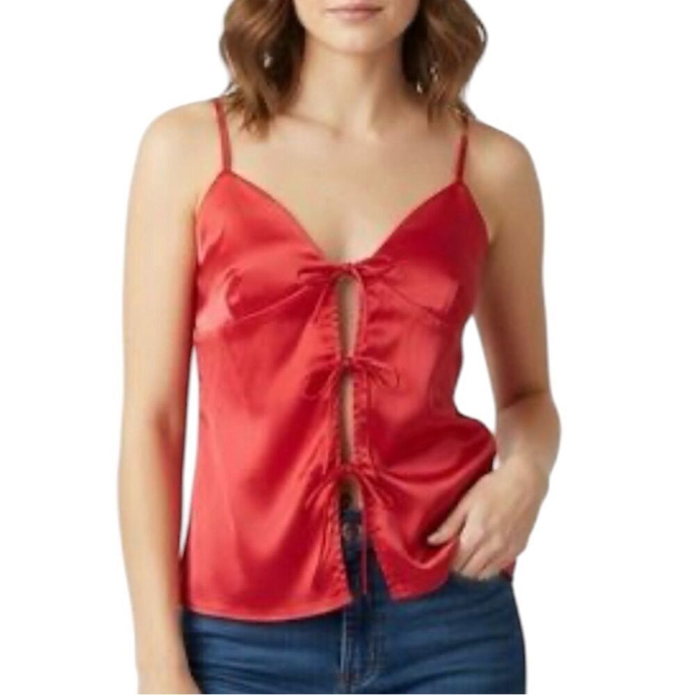 19 Cooper Red Satin Tie-Front Camisole XS